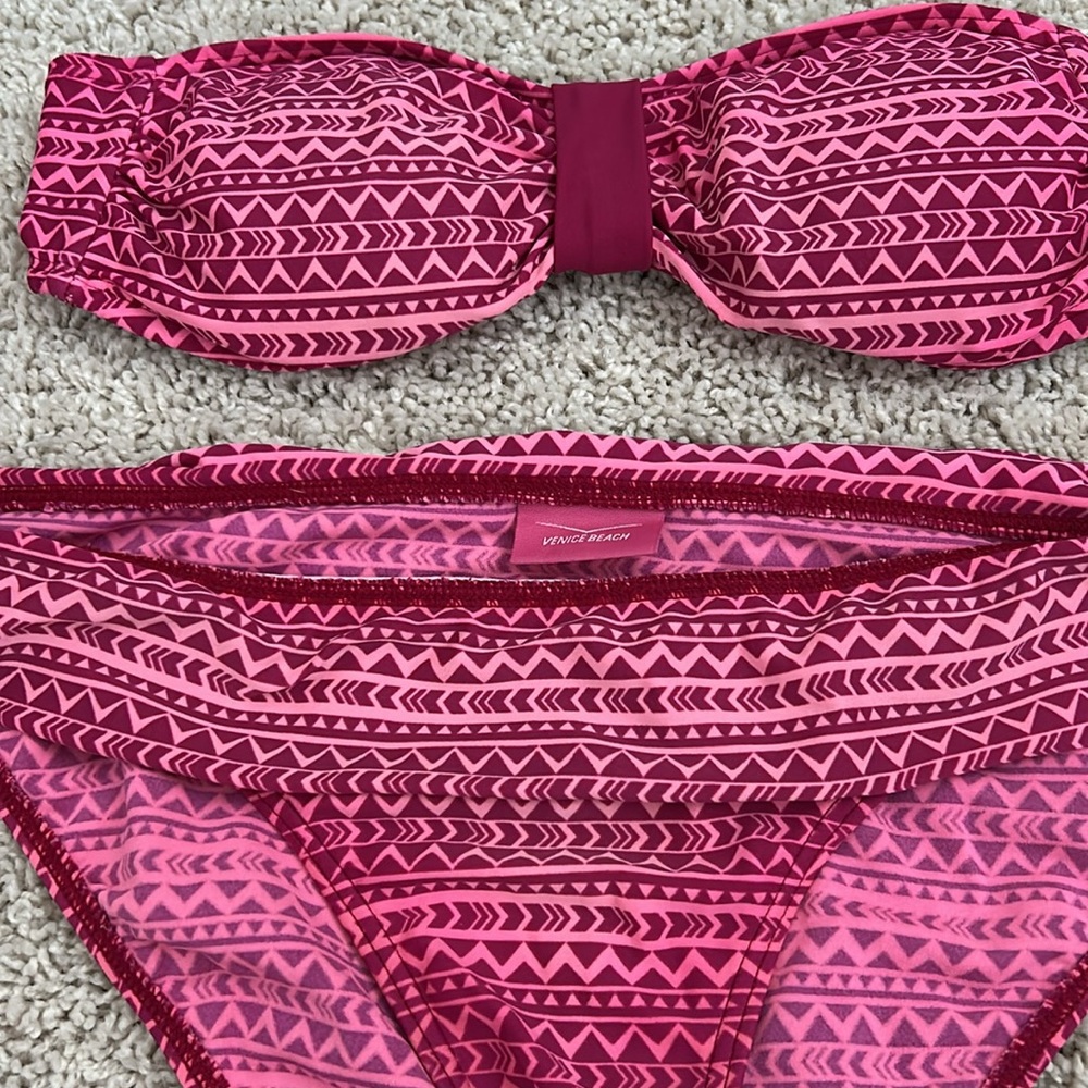 Pink and Tropical Print Bikini Set - Picture 2 of 5